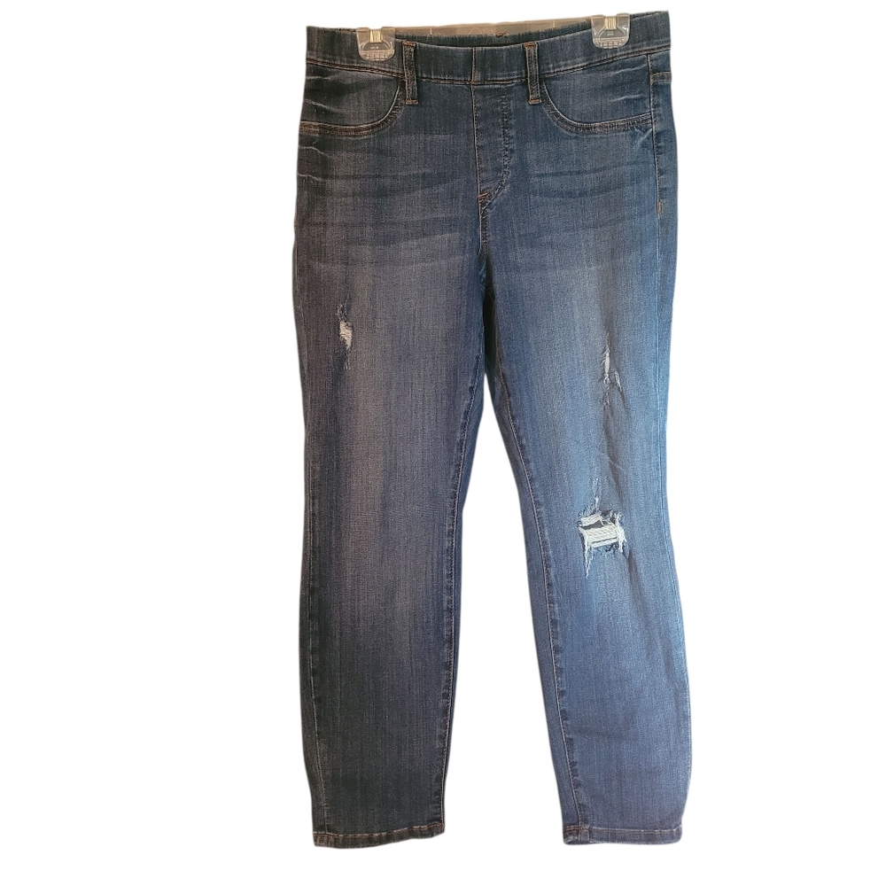 Judy Blue Boyfriend pull-on distressed tapered leg jeans - 11/30.         O24